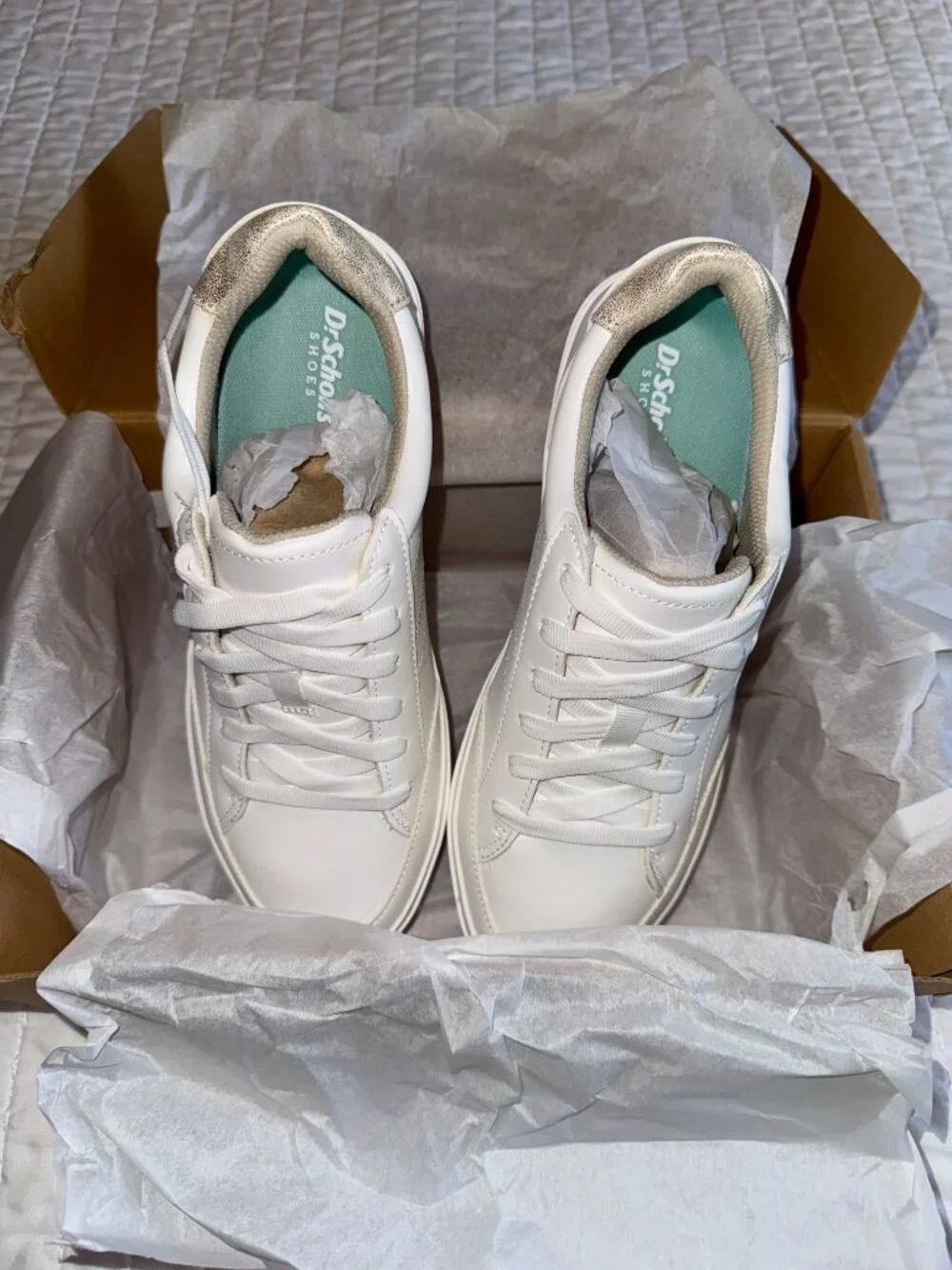 Dr. Scholl’s Madison Lace Sneakers White Gold Women’s Size 8M New in Box - Picture 6 of 8